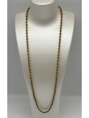 Vintage 1/20 12K Gold Beaded Necklace Strung on Gold Filled Chain Signed A&Z